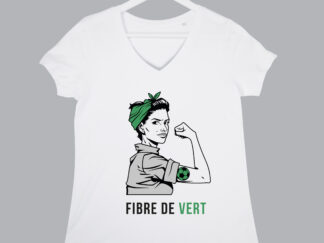 T-Shirt col en V « FIBRE DE VERT » Femme