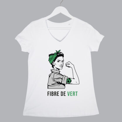 T-Shirt col en V « FIBRE DE VERT » Femme