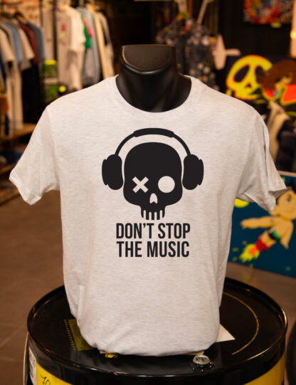 T-shirt gris col rond "Don't Stop The Music"