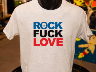 T-shirt gris col rond "Rock Fuck Love" version 1