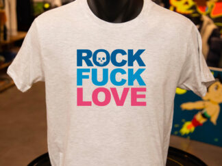 T-shirt gris col rond "Rock Fuck Love" version 2